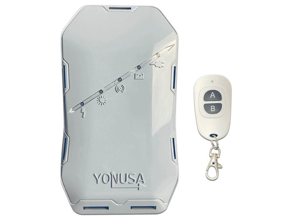 Energizador para Cerca Electrificada Yonusa HS con Control Remoto (Encendido/Apagado) y Compatible con Módulo WiFi. Color Gris.