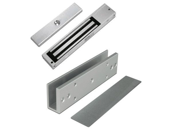 Paquete de cerradura magnética ZKTeco LM2805SU de 200 Kg, Incluye soporte U para puertas de vidrio.