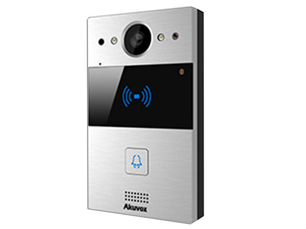 Videoportero Akuvox R20A de un botón con lector de tarjetas, notificación a app o por llamada telefónica, configuración en la nube.