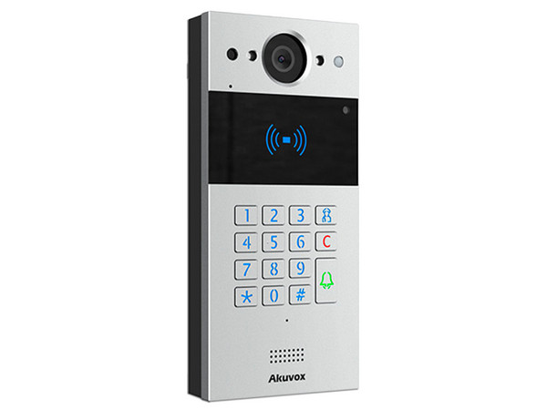 Vídeo portero SIP con teclado y lector de tarjetas Akuvox, Notificación a app, Notificación por llamada telefónica.