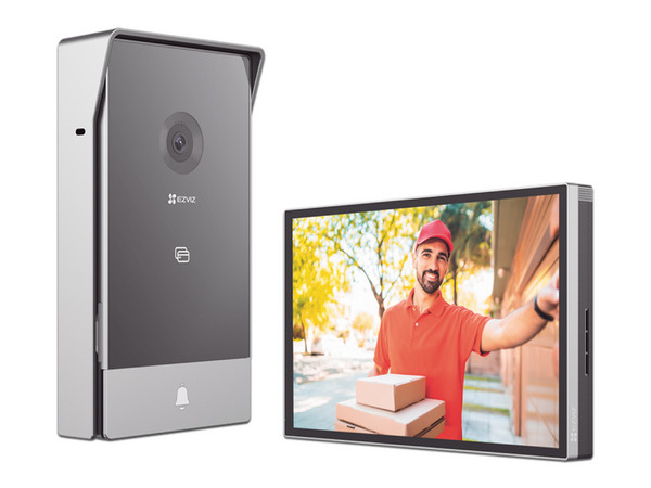 Kit de Videoportero con Monitor EZVIZ HP7 de 3MP, Micrófono incluido, IP65, Wi-Fi, MicroSD, Color Negro.