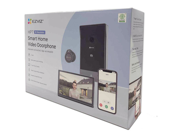 Kit de Videoportero con Monitor EZVIZ HP7 de 3MP, Micrófono incluido, IP65, Wi-Fi, MicroSD, Color Negro.