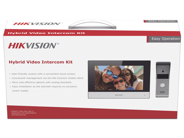 Kit de Videoportero Hikvision DS-KIS303-P, Frente de calle con Cámara de 1920 x 1080 y Pantalla Multi-Touch de 7