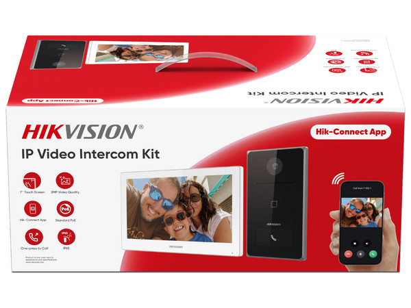 Kit de Videoportero Hikvision DS-KIS608-P, Frente de Calle con cámara de 2MP (1024 x 600), Monitor Multi-Touch de 7