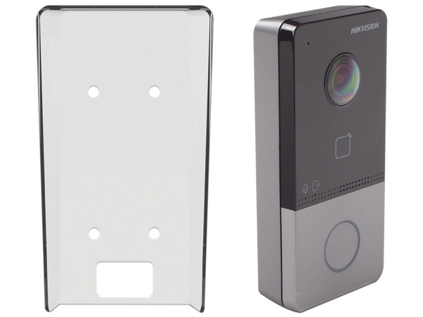 Kit de Video portero Hikvision DS-KV6113-WPE1(C)/K, Incluye Video Portero Hikvision DS-KV6113-WPE1 y Carcasa Protectora, Color Gris.