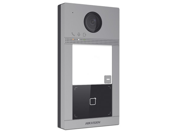 Videoportero IP Hikvision DS-KV8113-WME1(C), Cámara de 2MP (1920 x 1080), PoE, Exterior, IP65, IK08, 1 Departamento, Apertura con Tarjeta, Soporta 2 Puertas y hasta 6 Monitores.