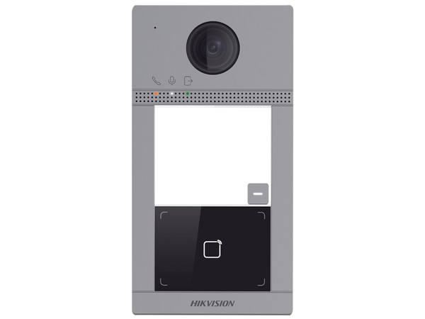 Kit de Video Portero Hikvision, Incluye Videoportero Hikvision DS-KV8113-WME1(C) de 2MP, y Carcasa Protectora DS-KABV8113-RS, Color Gris.