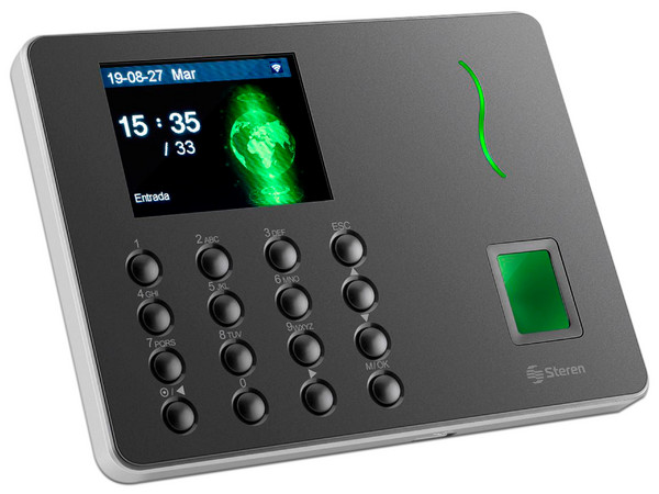 Reloj de control de acceso Steren CLK-960, Huella digital, Código de acceso, Wi-Fi, USB, PC.