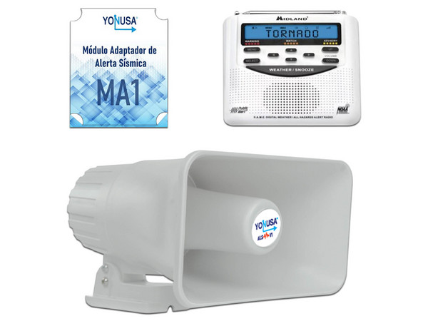 Kit de alerta sísmica Yonusa con audio oficial y salida de 120 dB