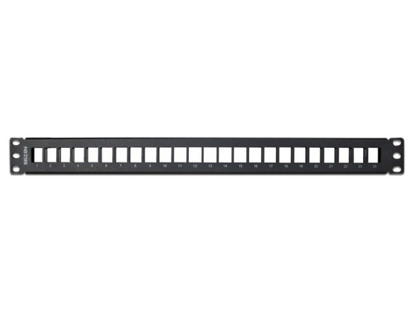 Panel de parcheo BELDEN AX103114, Cat 6 y Cat 5e de 24 puertos RJ45 para rack.