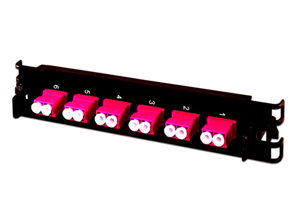 Panel de Fibra Óptica Belden FF4X06LD, 6 Puertos LC, OM4, Color Negro.