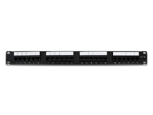 Panel de Parcheo BRobotix 4976-08 de 24 puertos RJ45 Cat6, Color Negro.