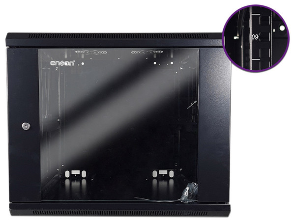 Gabinete de pared Enson de 9U. Color Negro.