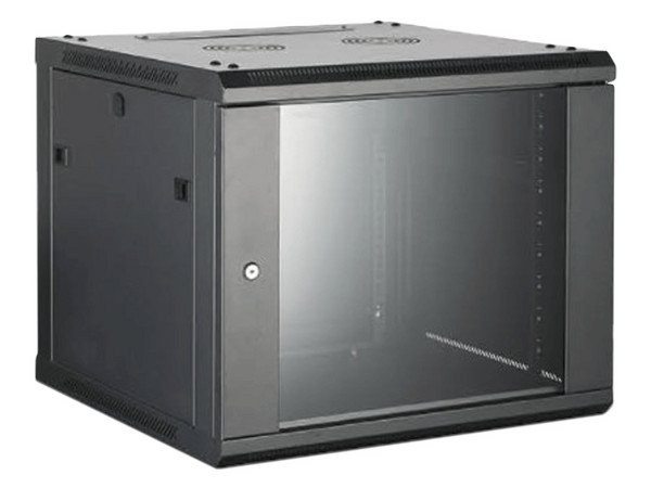 Gabinete para Montaje en Pared o Piso, Puerta de Cristal Templado, Cuerpo Fijo, 6 Unidades de Rack, 19