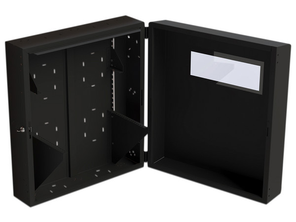 Gabinete de Pared LinkedPro LP-GPH-06R2 con Rack Horizontal de 6 UR y Ventanilla de Inspección. Color Negro.