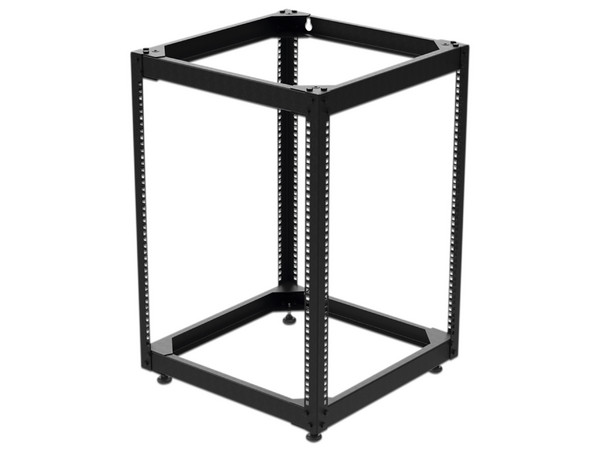 Rack Abierto de 4 Postes Linkedpro LP-RPP-1914 de 14 Unidades, Instalación Pared o Piso, Color Negro.
