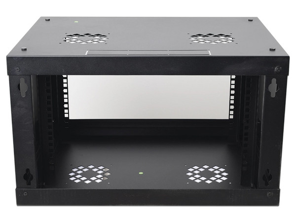 Gabinete de pared 6U Linkedpro SR1906LH3G, con puerta de cristal templado. Color Negro