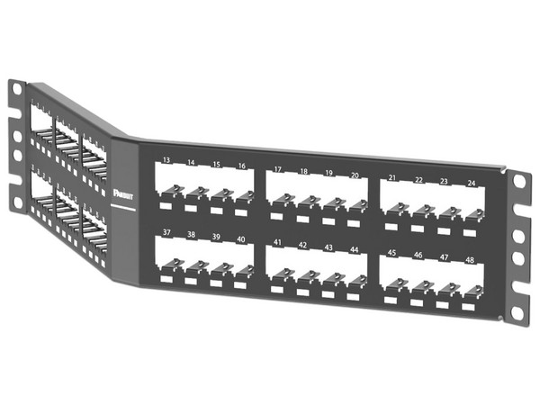 Panel del parcheo PANDUIT Modular Mini-Com Angulado CPA48BLY de 48 puertos 2UR.