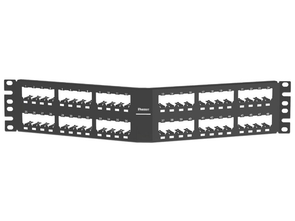 Panel del parcheo PANDUIT Modular Mini-Com Angulado CPA48BLY de 48 puertos 2UR.