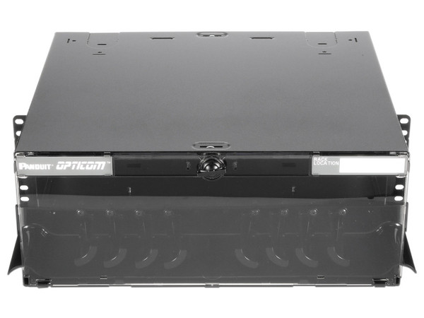 Panel de Distribución de Fibra Óptica Panduit Opticom, Acepta Hasta 12 Placas FAP o FMP, 4UR, Color Negro.