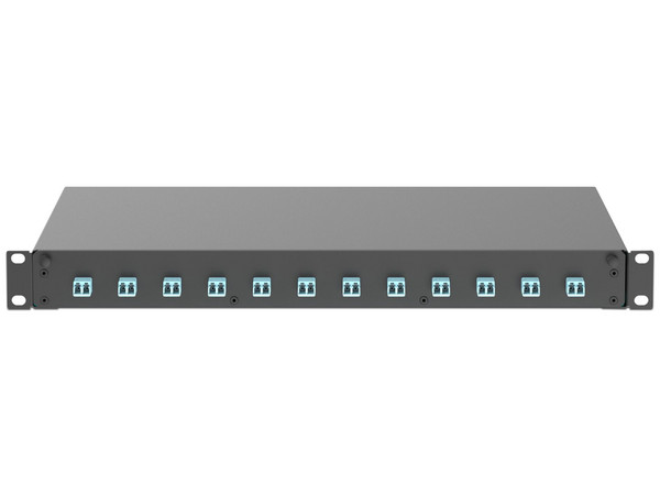 Panel de Distribuidor de Fibra Óptica PANDUIT FD1W12AQDLCZ, con 12 Conectores LC Dúplex (24 Fibras), Para Fibra Multimodo OM3/OM4, 1 UR. Color Negro.