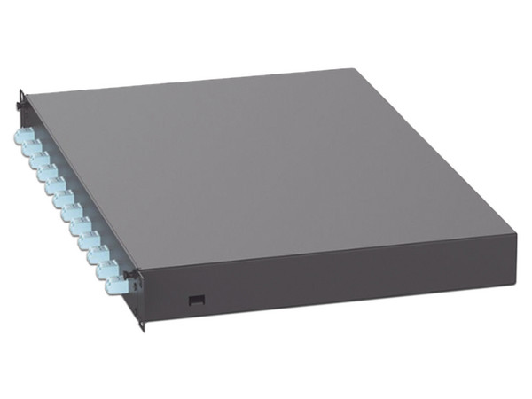 Panel de Distribuidor de Fibra Óptica PANDUIT FD1W12AQDLCZ, con 12 Conectores LC Dúplex (24 Fibras), Para Fibra Multimodo OM3/OM4, 1 UR. Color Negro.