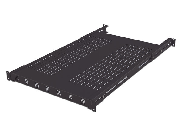 Charola Ventilada Panduit para soportar equipos en rack, Profundidad Ajustable Hasta 965mm, 1U, Color Negro.