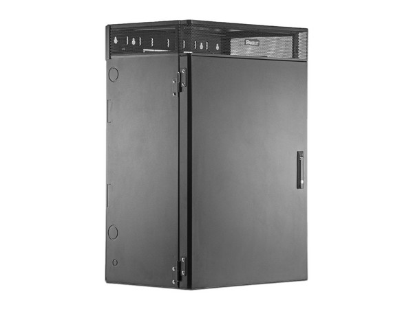 Gabinete de Montaje en Pared Panduit TrueEdge, Con 9 UR para Equipo Activo y 9 UR para Paneles de Parcheo, Fabricado en Acero, Color Negro.