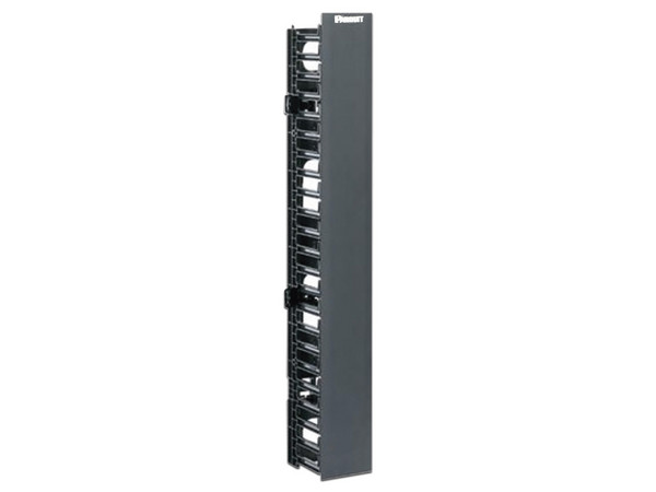 Organizador de cables vertical Panduit WMPVF45E para Rack Abierto de 45 Unidades. Color Negro