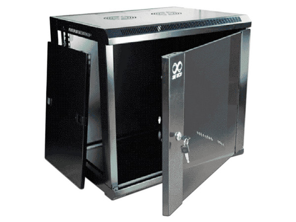 Gabinete de Pared SBE TECH 16UR con Puerta Trasera de Acero SPCC y Cristal Templado 600x600x850 mm.