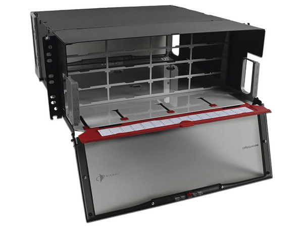 Distribuidor de Fibra Óptica Siemon de Alta Densidad LigthVerse Pro, Para Rack de 19 pulgadas, acepta 16 placas plug and play, hasta 384 Fibras, 4 UR.