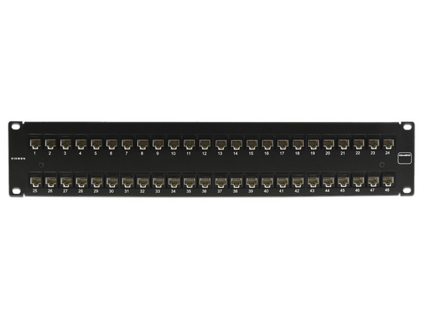 Panel de Parcheo Siemon UltraMAX de 48 Puertos Cat5e, 2U. Color Negro.