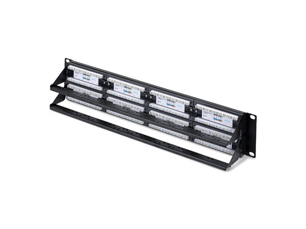 Panel de Parcheo StarTech CPANEL48 de 48 Puertos, 2U, Montaje en Rack de Servidores. Color Negro.