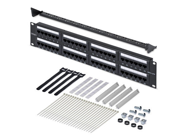 Panel de Parcheo StarTech CPANEL48 de 48 Puertos, 2U, Montaje en Rack de Servidores. Color Negro.