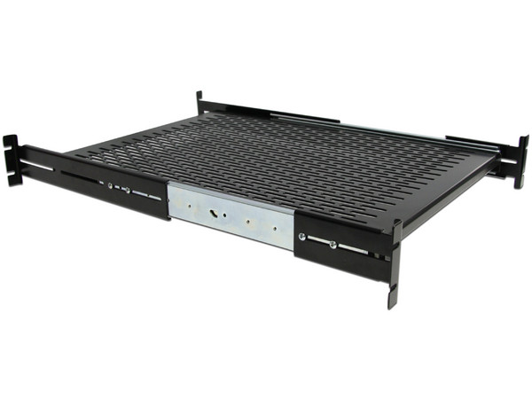 Estante charola deslizante perforada telescópica para gabinete Rack de profundidad ajustable, soporta hasta 22.7kg.
