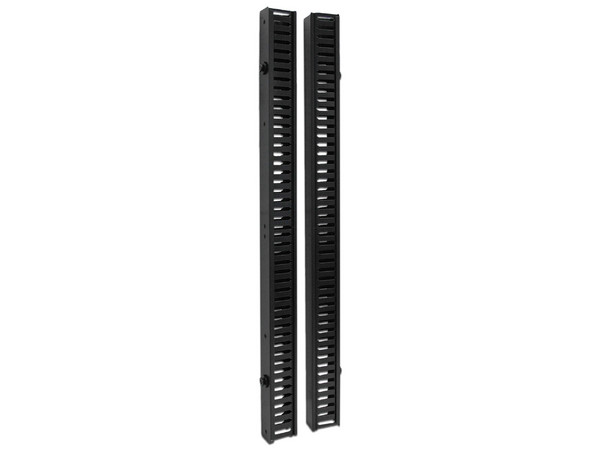 Sujetador vertical para cables TrippLite SmartRack, 1.83 m, doble ducto de Peine con tapa e intalación sin herramienta. Color negro.