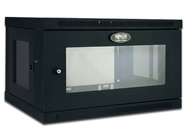 Gabinete Tripp Lite SmartRack de 6U de bajo perfil, profundidad ajustable, instalación en pared.