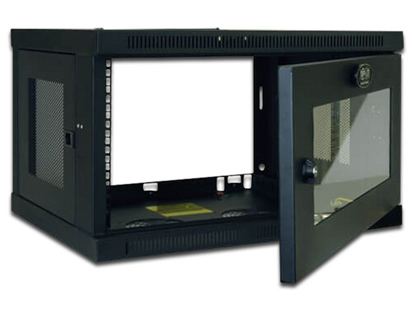 Gabinete Tripp Lite SmartRack de 6U de bajo perfil, profundidad ajustable, instalación en pared.