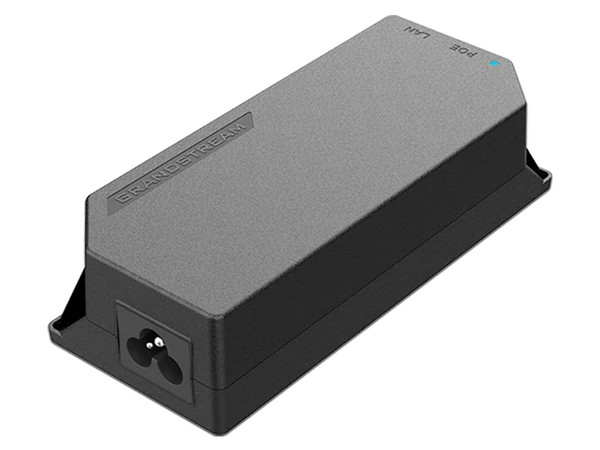 Inyector PoE Grandstream GS-POE15W-MG de 15W, Para Access Point y Teléfonos IP, Soporta 802.3 af. Color Negro.
