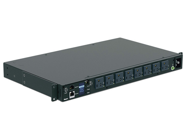 PDU Switchable y Monitoreable por Toma (MS) para Distribución de Energía, Enchufe de Entrada NEMA 5-15P, Con 8 Salidas 5-20R.