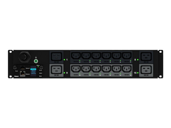 PDU Switchable y Monitoreable Panduit P16E19M para Distribución de Energía, Enchufe de entrada NEMA L6-30P, 12 Salidas C13 y 4 Salidas C19, 208 Vca, 30 Amp.