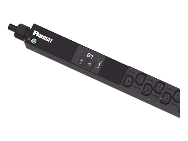 PDU para Distribución de Energía Panduit P24B15M, Montaje Vertical, 30A, 208V, 20 Contactos IEC320 C13, 4 Contactos IEC320 C19, Color Negro.