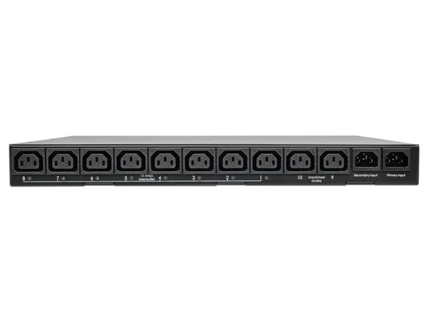PDU TrippLite Monofásico Controlable con Switch de Transferencia Automática 2.4kW, 2 Entradas C14 de 200-240V, 10 Tomacorrientes C13, 1U, TAA