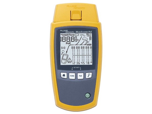 Verificador de Red Fluke Networks MicroScanner PoE para Comprobación de Redes de Voz, Datos, Video y PoE, Con Pantalla LCD Retroiluminada.