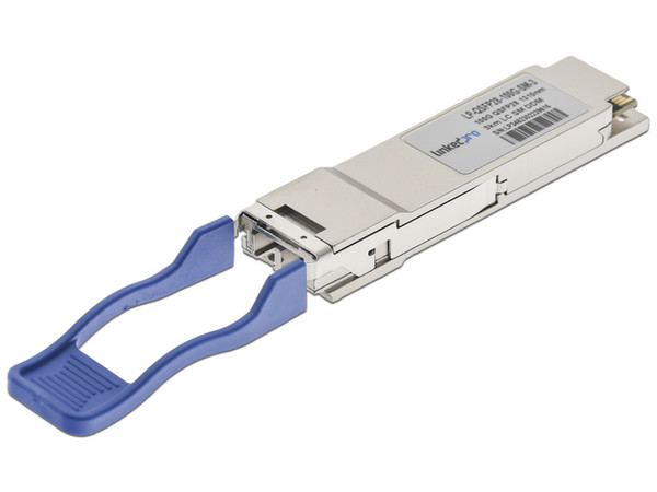 Transceptor QSFP28 LinkedPro (Mini-Gbic), Monomodo, 100 Gbps de velocidad, 1310 nm, LC Dúplex, hasta 2 km de distancia.