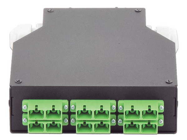 Módulo distribuidor de Fibra Óptica de 6 acopladores Linkedpro, Duplex SC/APC monomodo.
