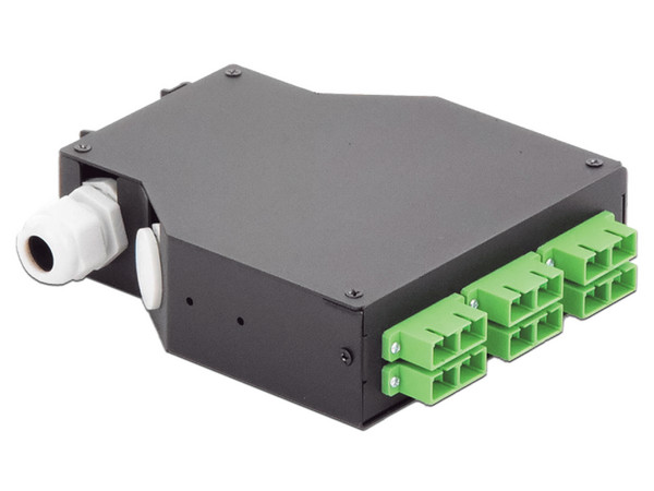 Módulo distribuidor de Fibra Óptica de 6 acopladores Linkedpro, Duplex SC/APC monomodo.
