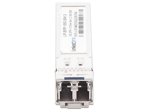 Transceptor SFP+ LinkedPro, para fibra Monomodo, 10 Gbps de velocidad, Conectores LC Dúplex, Hasta 3 km de Distancia.