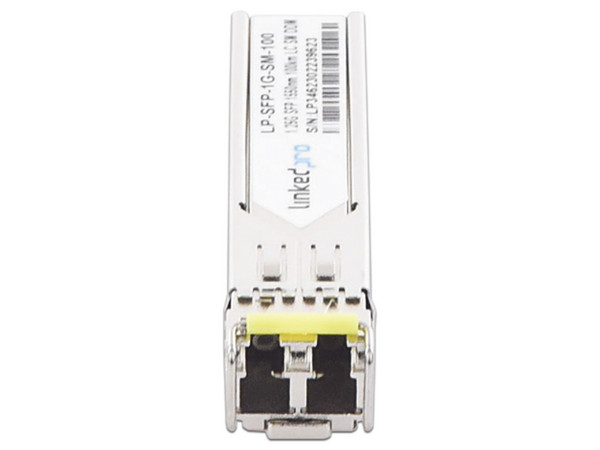 Transceptor SFP LinkedPro (Mini-Gbic), Monomodo, 1.25 Gbps de velocidad, 1550 nm, LC Dúplex, hasta 100 Km de distancia.