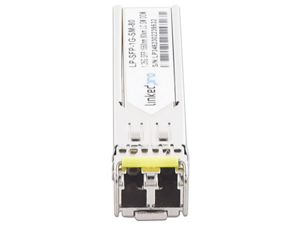 Transceptor LinkedPro LP-SFP-1G-SM-80 (Mini-GBIC) para Fibra Óptica Monomodo, 1.25 Gbps, Conectores LC Dúplex, Hasta 80 km.
